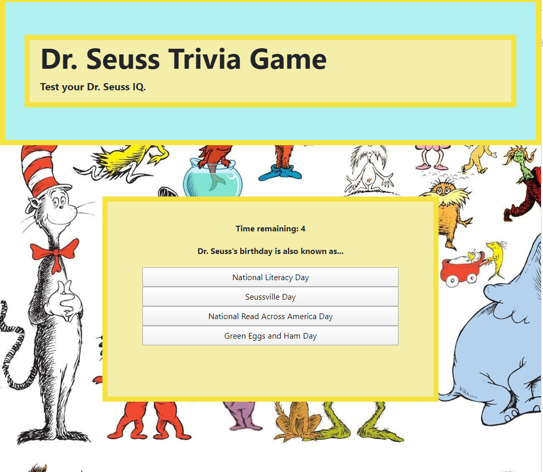 Image of Dr. Seuss Trivia Game